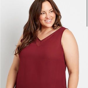 Maurices 2x Sheer V-Neck Maroon Tank